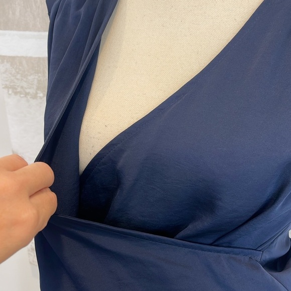 Aqua Navy Blue Elastic Waist Band & Black satin faux tie Bloomingdales Exclusive - Picture 3 of 7